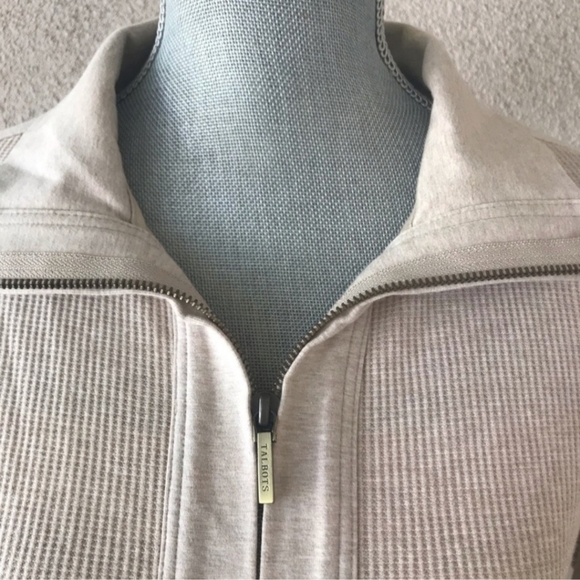 Talbots Cream / Tan Thermal Full Zip Collared Jacket Women's Small S Pockets EUC - Picture 3 of 8